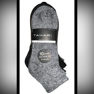 Tahari Quarters Socks 10 Pairs Women Shoe Size 4-10 Black & Heather Gray w Logo